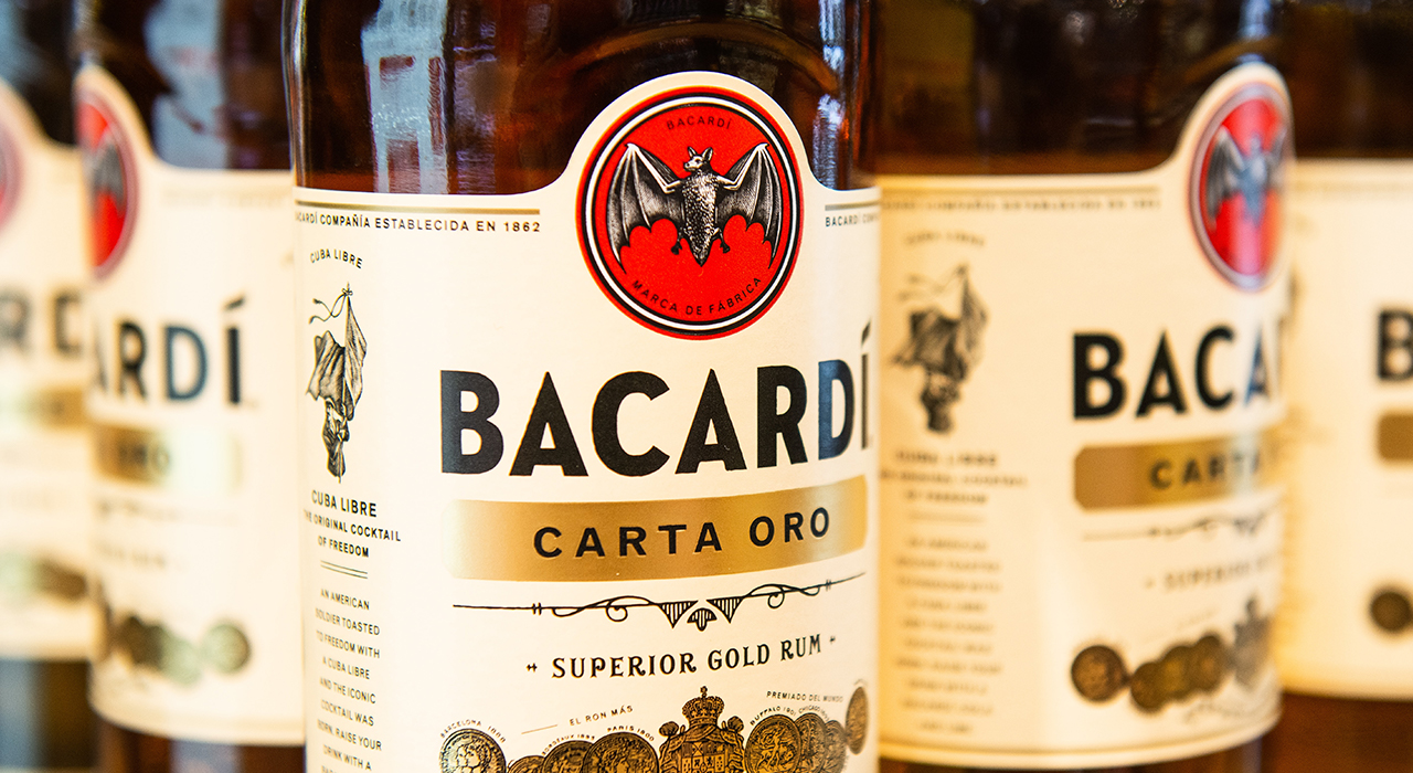 Bacardi bottles up close